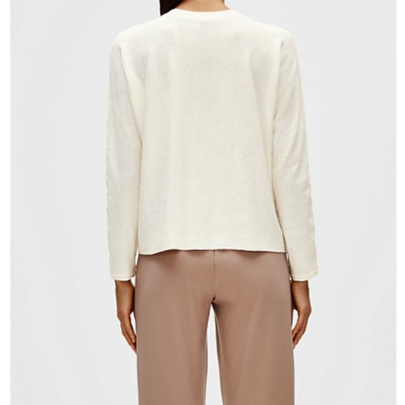 NEW EILEEN FISHER ORGANIC LINEN IVORY CREW NECK PM/PM Boxy Fit - Picture 4 of 9